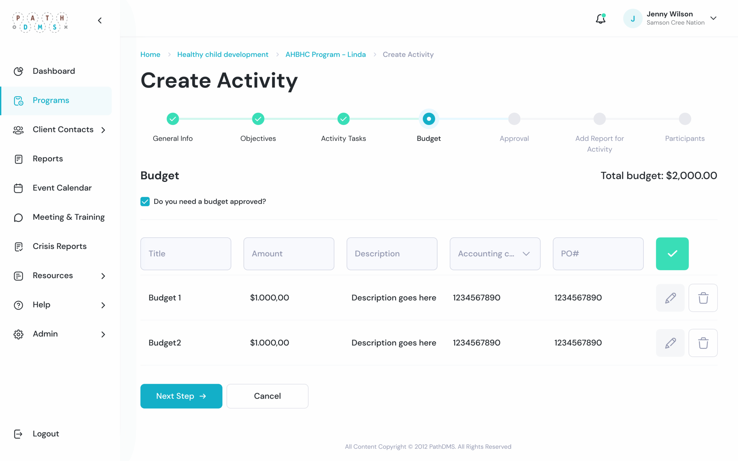 activity-plan PathDMS-plan